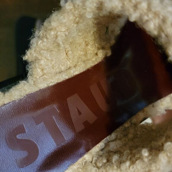NEW STAUD Siesta Sandals Womens 9 Slides Faux Shearling Beige Platform Designer - Picture 2 of 11